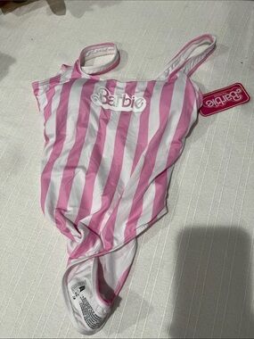 Barbie Pink and White Striped One-Piece Swimwear